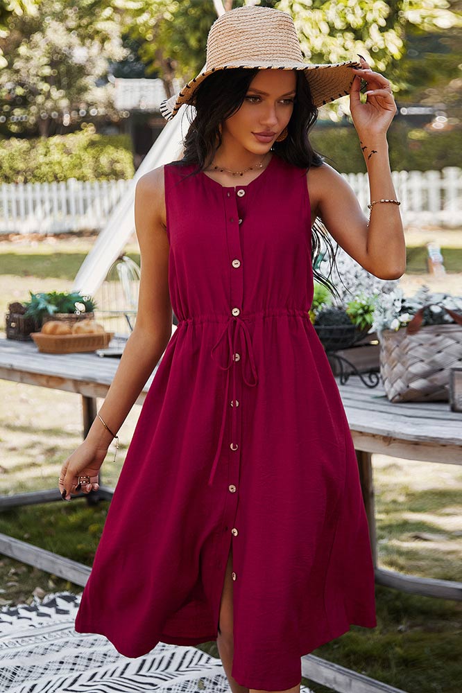 Casual Holiday Style Sleeveless Dress