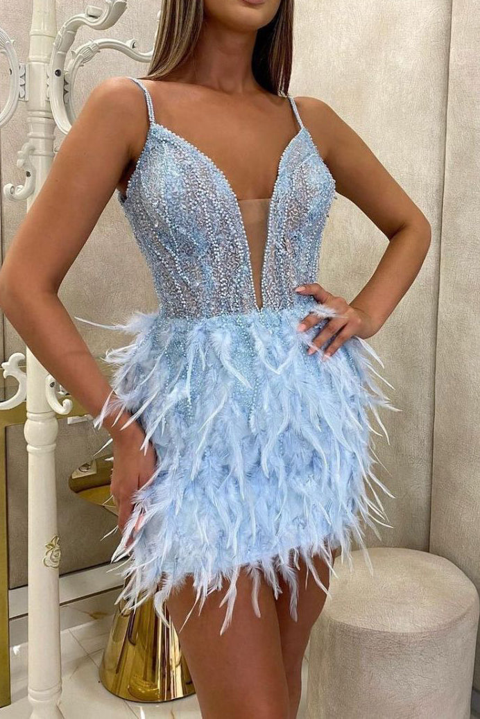 Chic Mini Light Sky Blue Party Homecoming Dress 