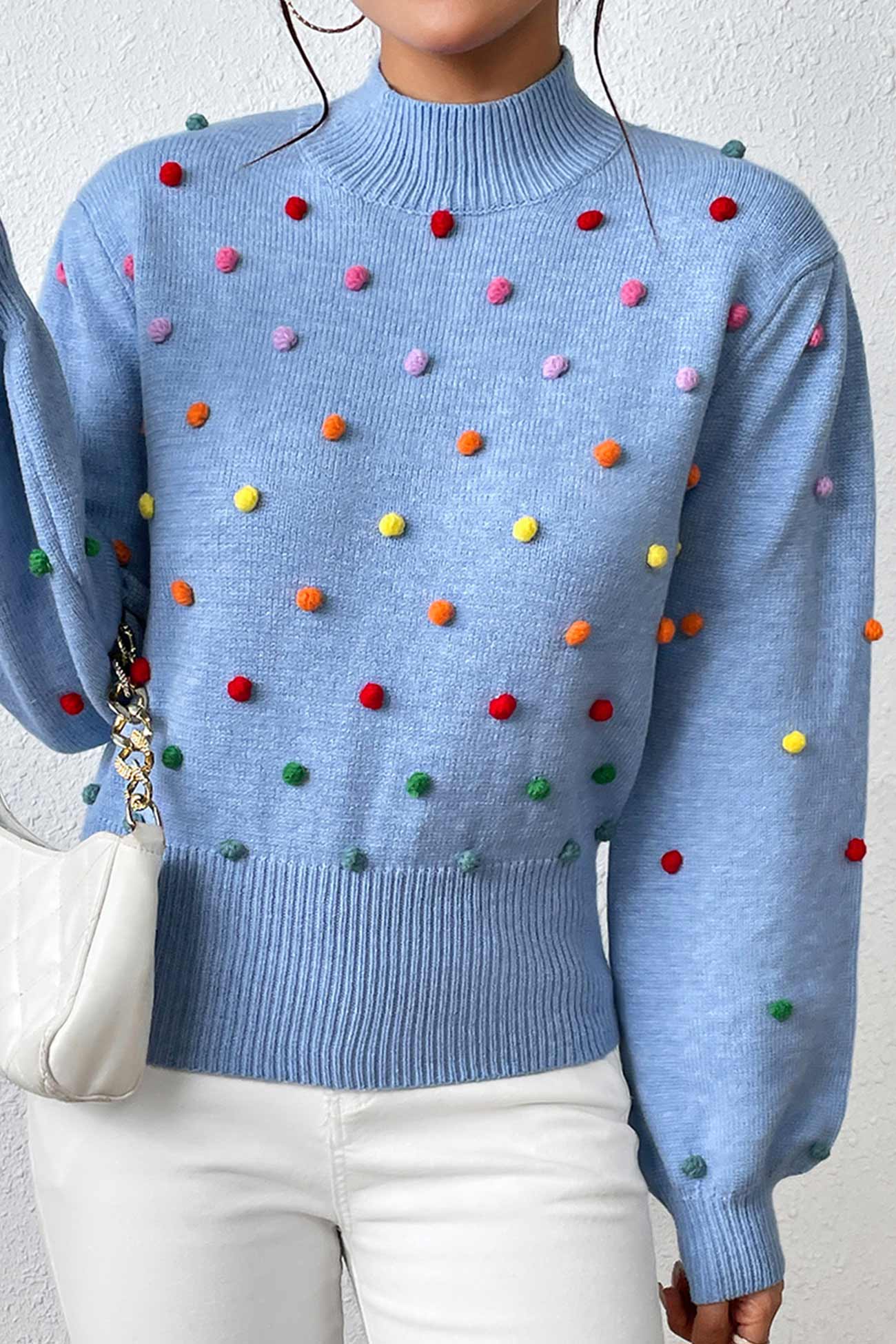 Colorful Yarn Ball Pullover Sweater