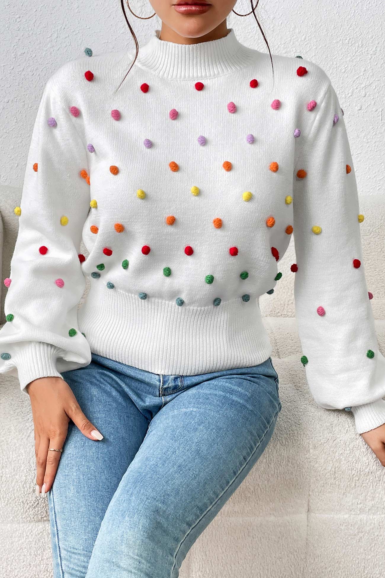 Colorful Yarn Ball Pullover Sweater