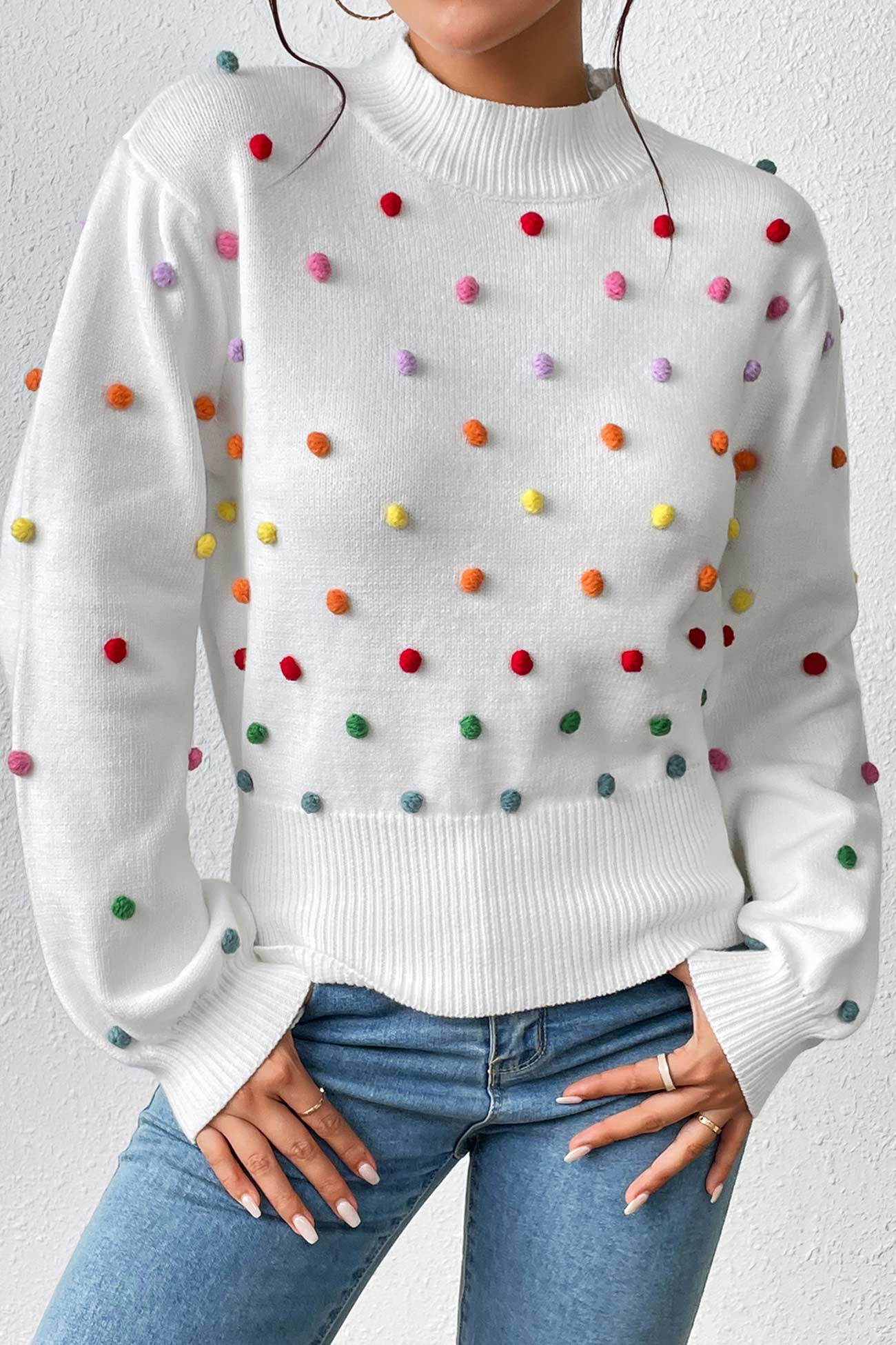 Colorful Yarn Ball Pullover Sweater