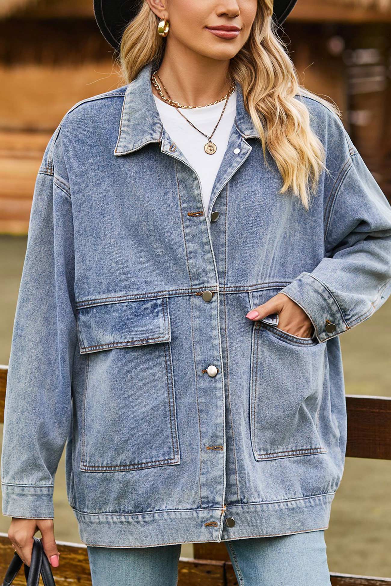 Detachable Hat Denim Jacket