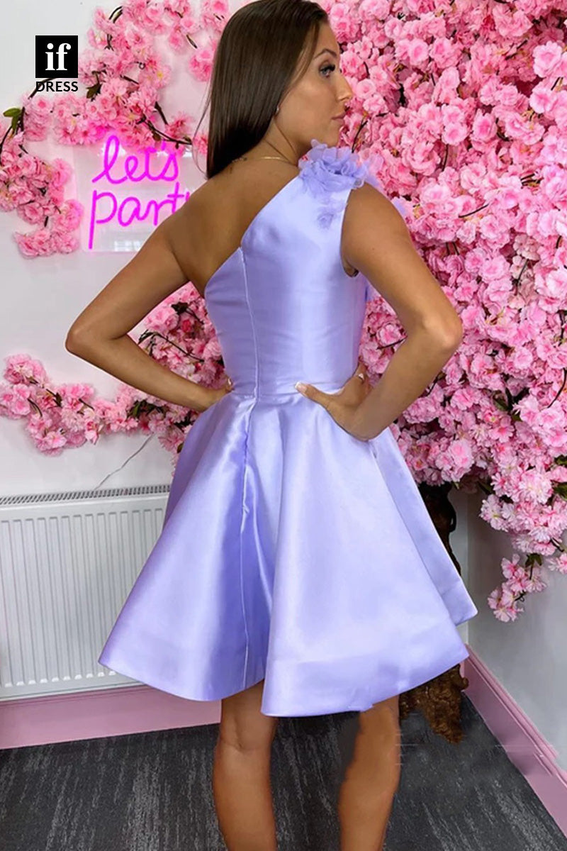 F1-1050 - Distinctive One Shoulder A-Line Mini Homecoming Dress