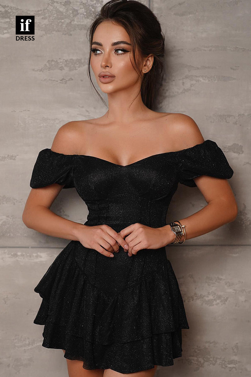 F1035 - Adorable Strapless V-Neck A-Line Mini Homecoming Cocktail PartyDress