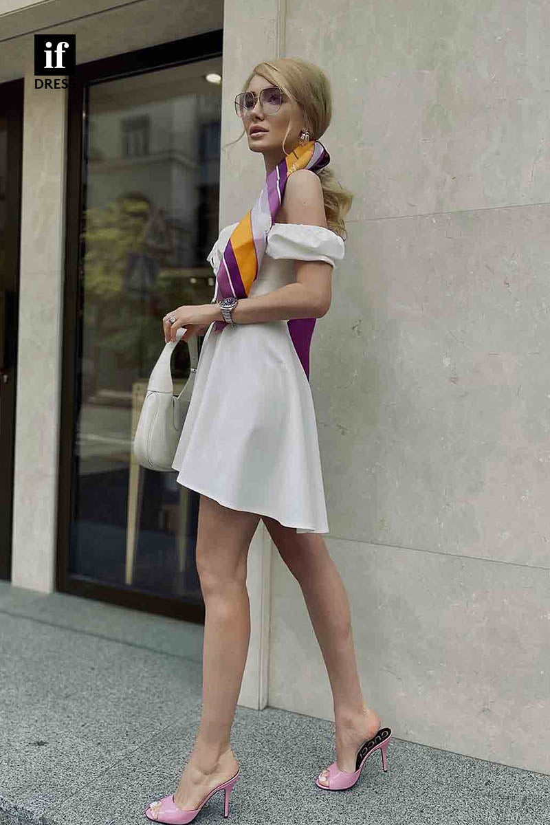 F1408 - Modern Strapless A-Line Cap Sleeves Short Homecoming Graduation Dress