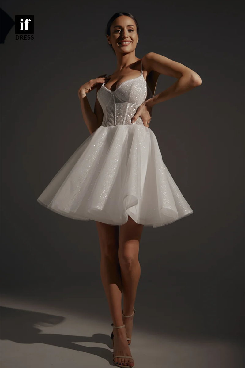 F1469 - Hot Spaghetti Straps A-Line Short Party Homecoming Graduation Dress