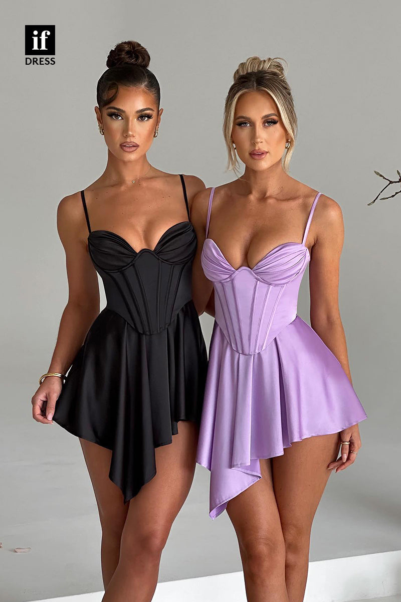 F1525 - Sexy/Hot Spaghetti Straps Ruched Cheap Short Party Homecoming Dress