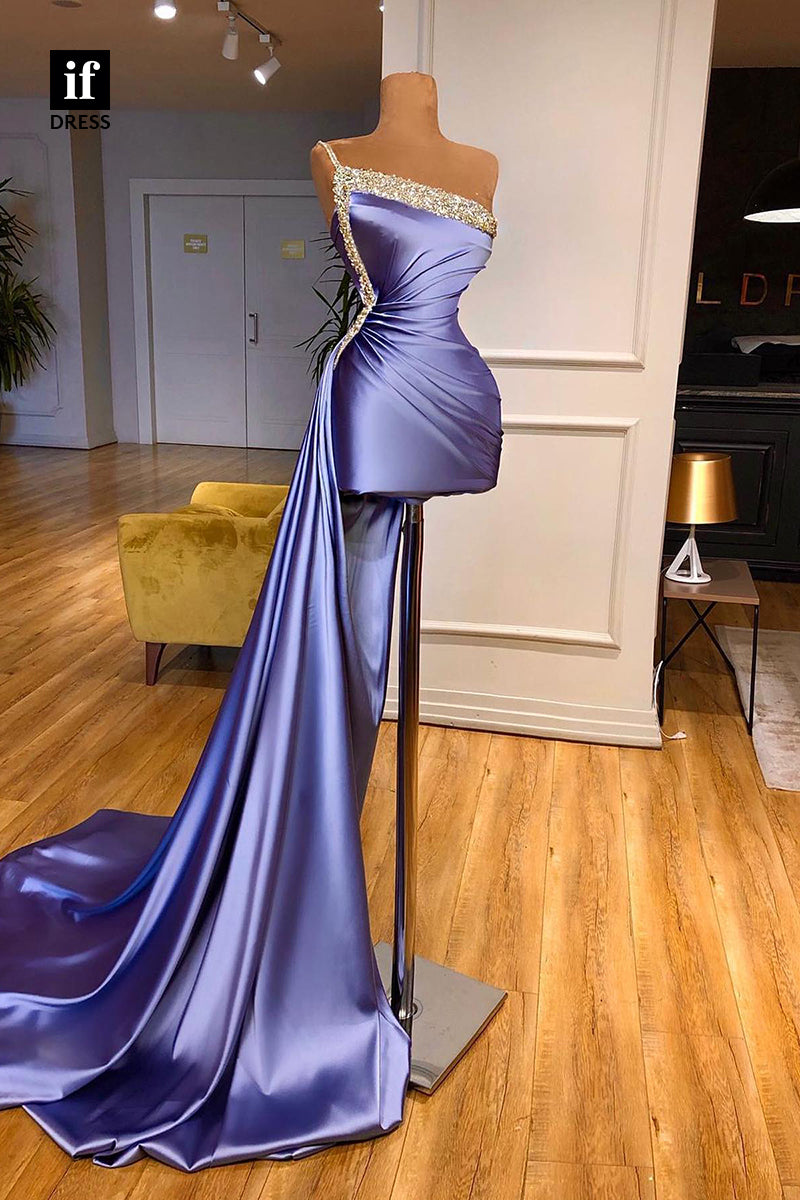 F1546 - Amazing One Shoulder Beads Short Homecoming Cocktail Dress with Slit