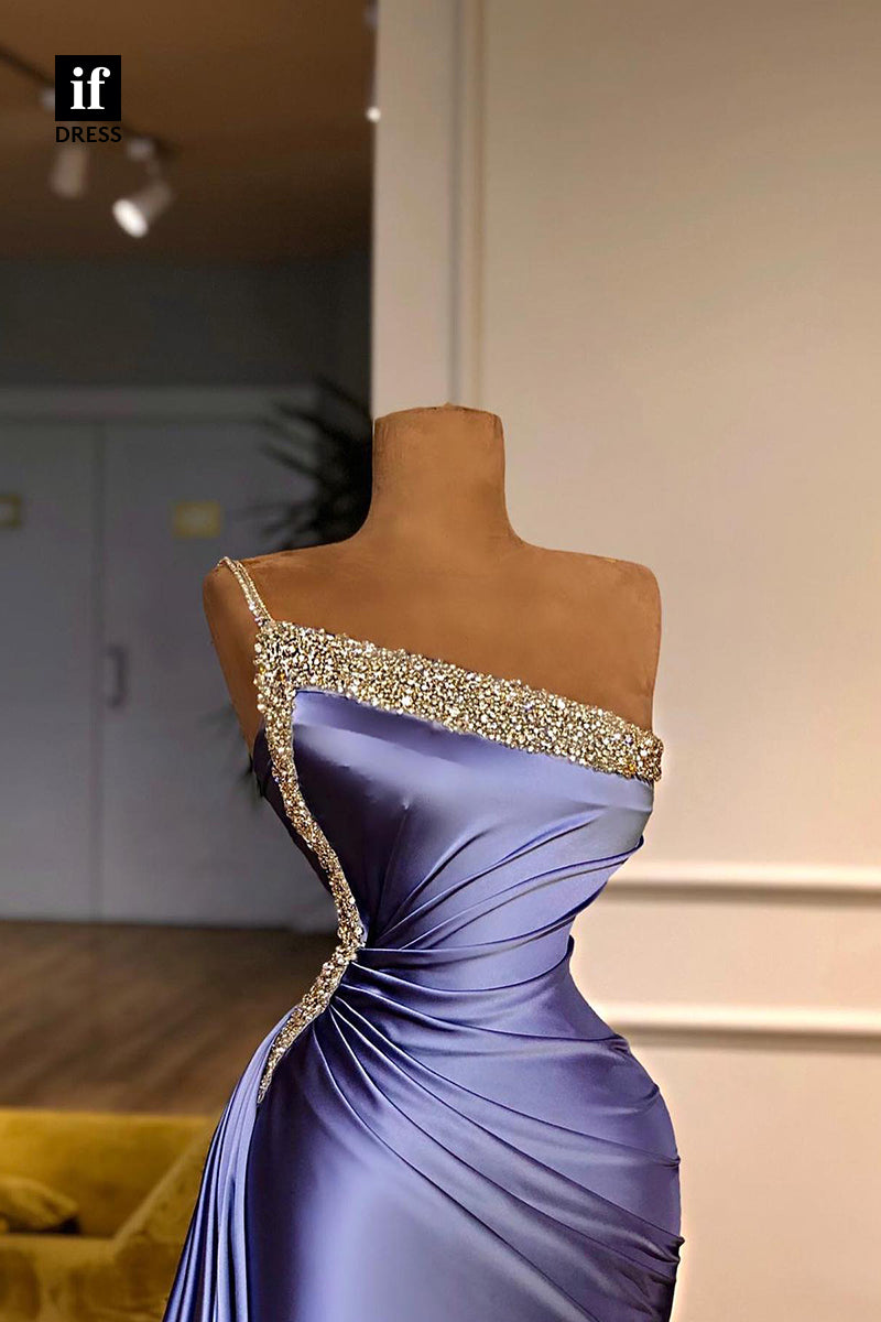 F1546 - Amazing One Shoulder Beads Short Homecoming Cocktail Dress with Slit