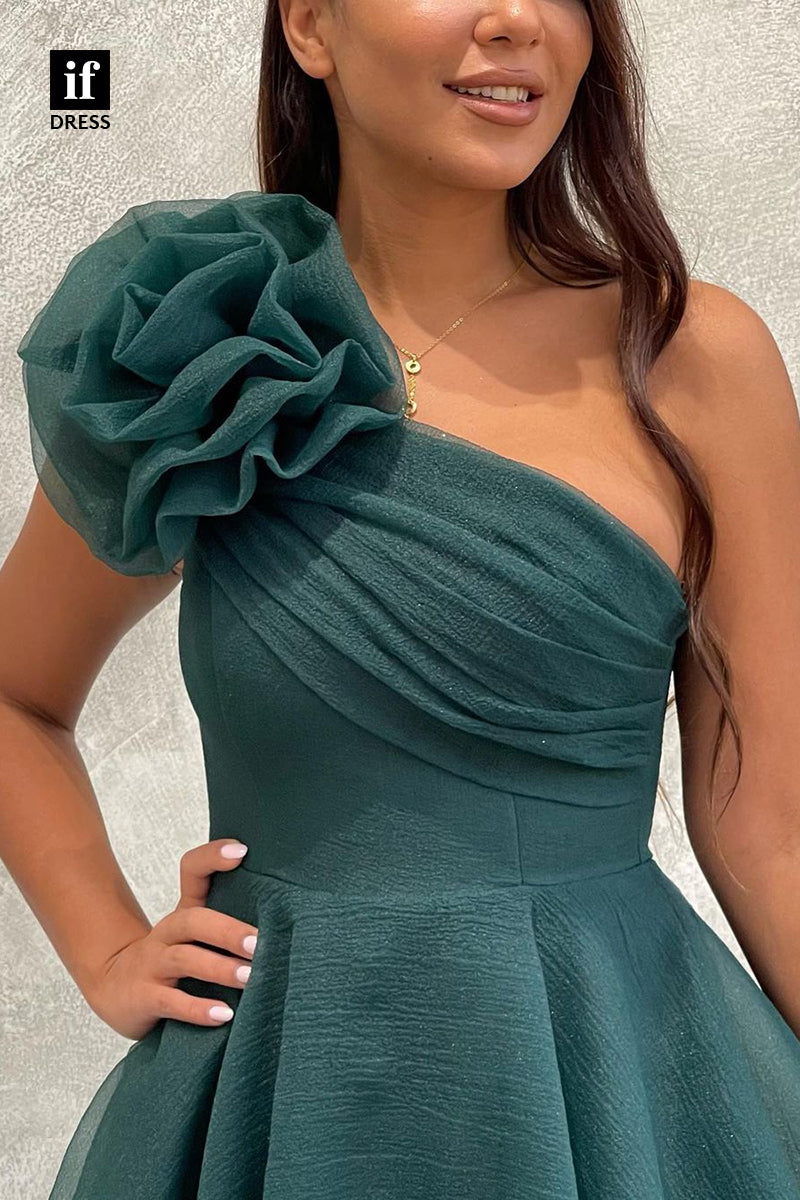 F1756 - Chic One Shoulder A-Line Sleeveless Short Cocktail Homecoming Party Dress