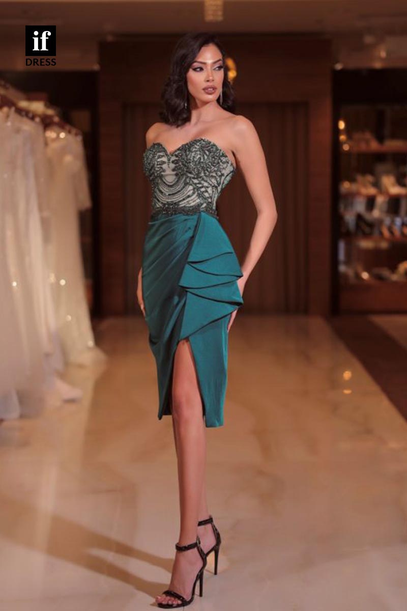 F1866 - Stunning Off-Shoulder Sweetheart Beads Tight Cocktail Homecoming Party Dress