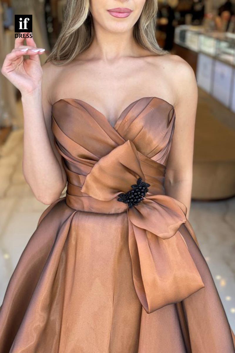 F1878 - Sweet Off-Shoulder A-Line Bow-Knots Knee-Length Prom Cocktail Homecoming Party Dress