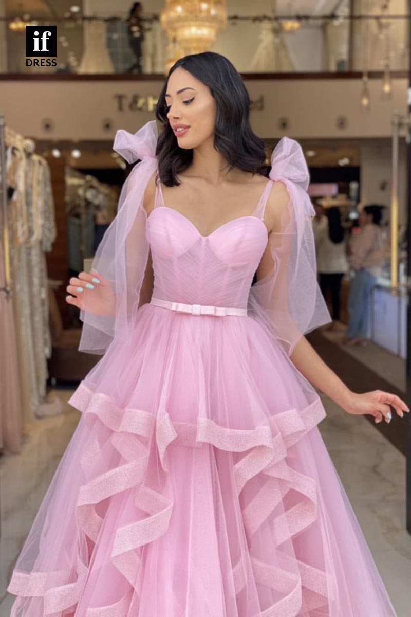 F1884 - Stylish Straps Ruched Tulle Knee-Length Prom Cocktail Homecoming Party Dress