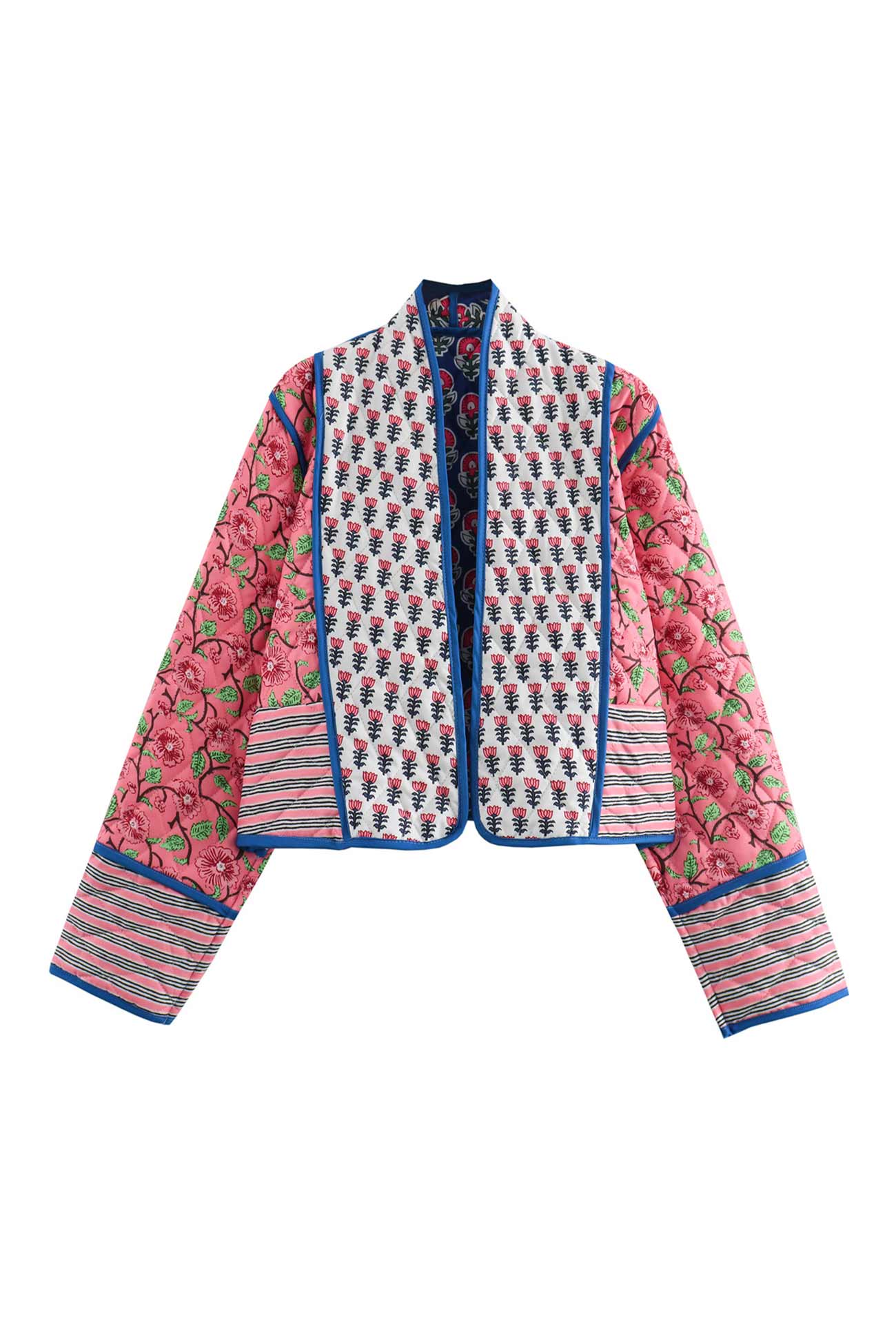 Floral Printed Reversible Open Front Jacket