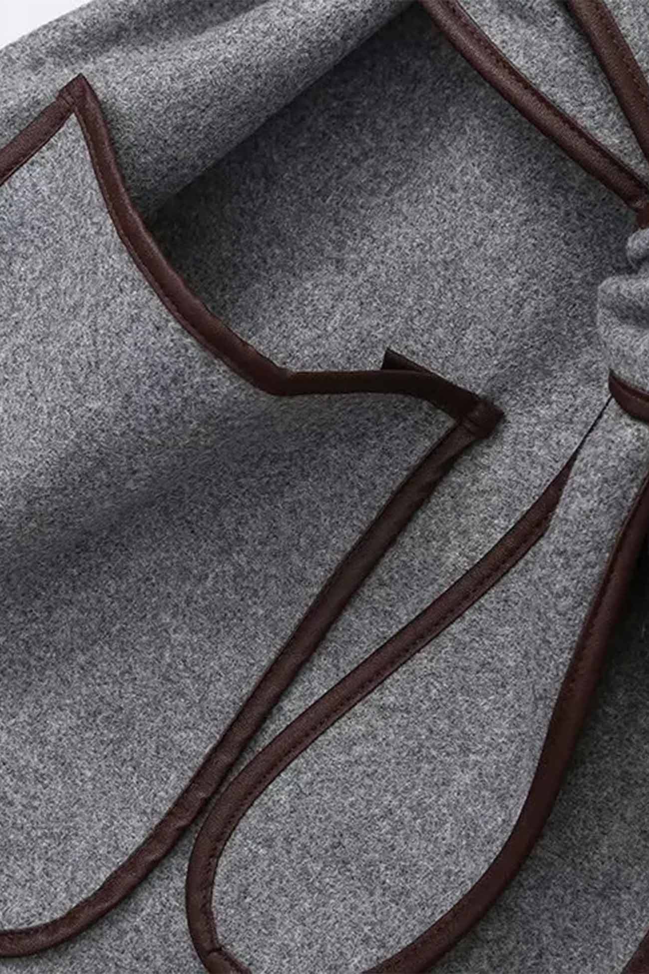 Grey Pocket Belt Blanket Coat