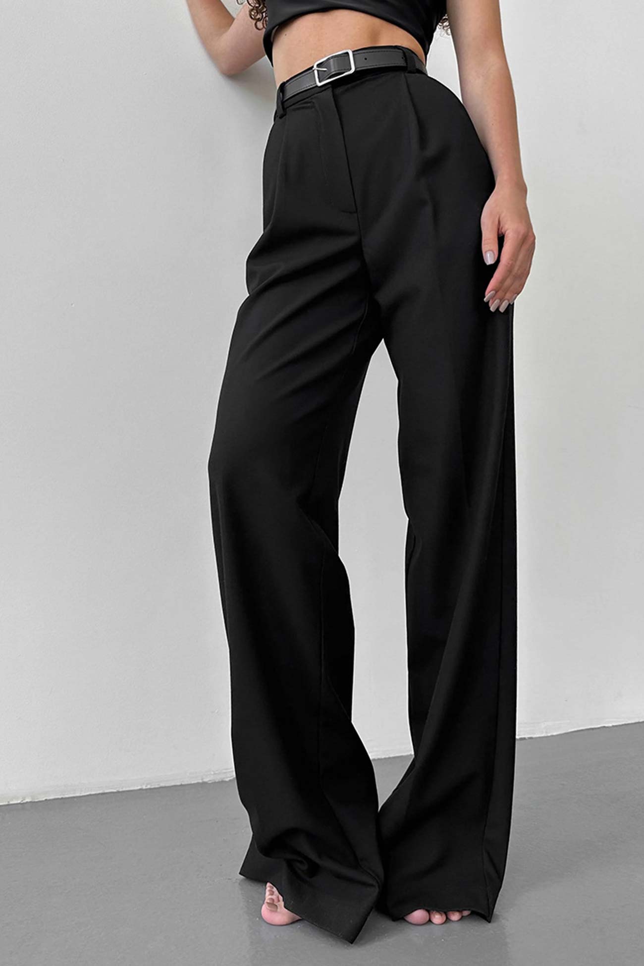 High Waisted Straight Cut Pants