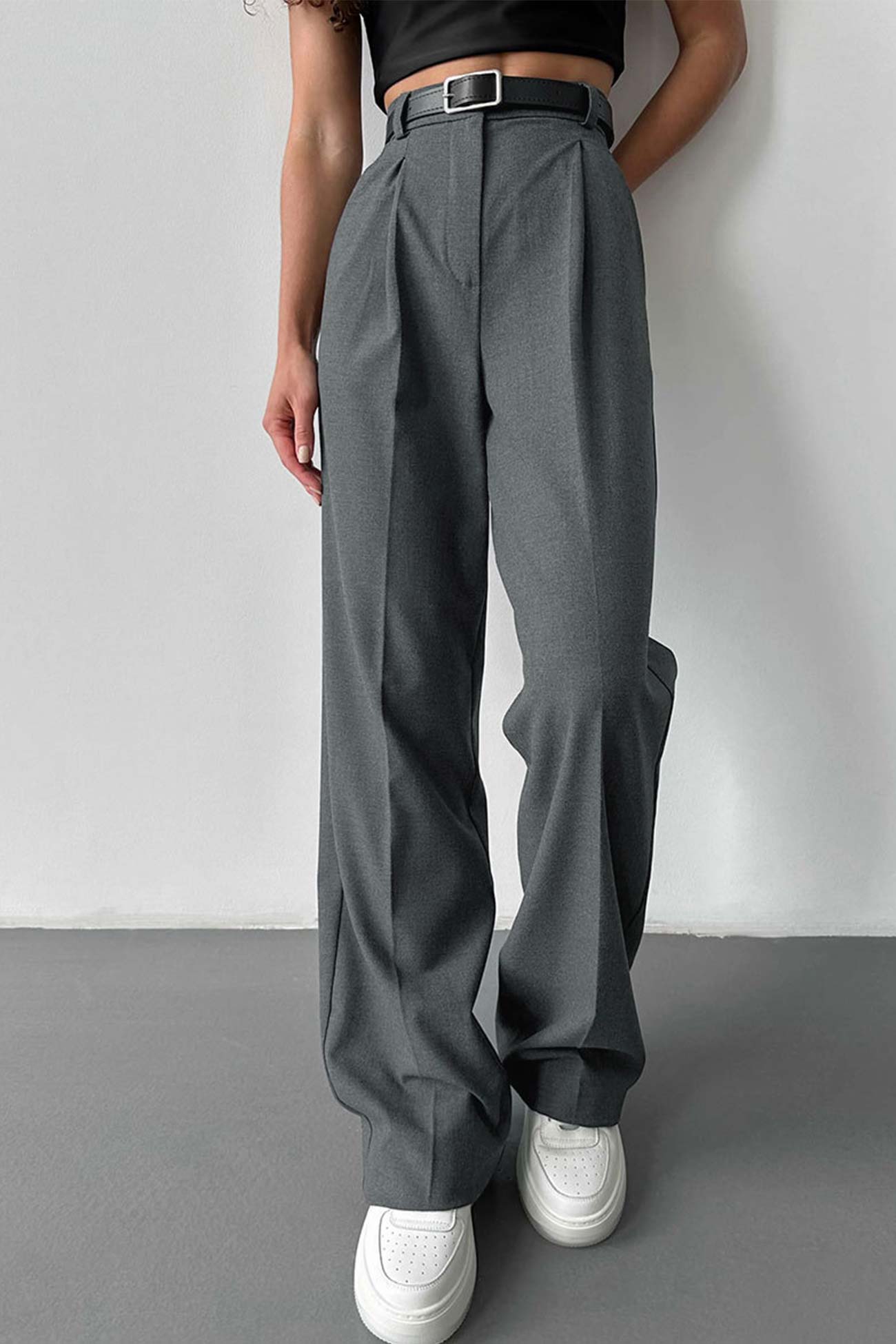 High Waisted Straight Cut Pants