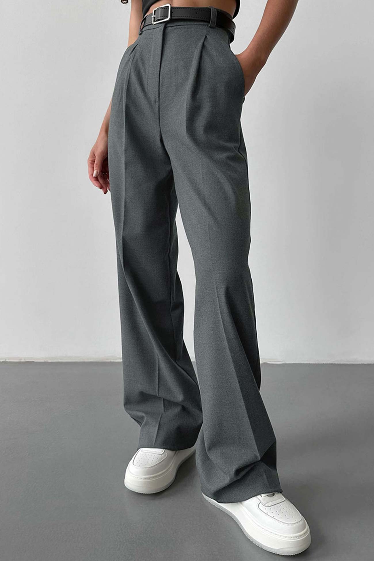 High Waisted Straight Cut Pants