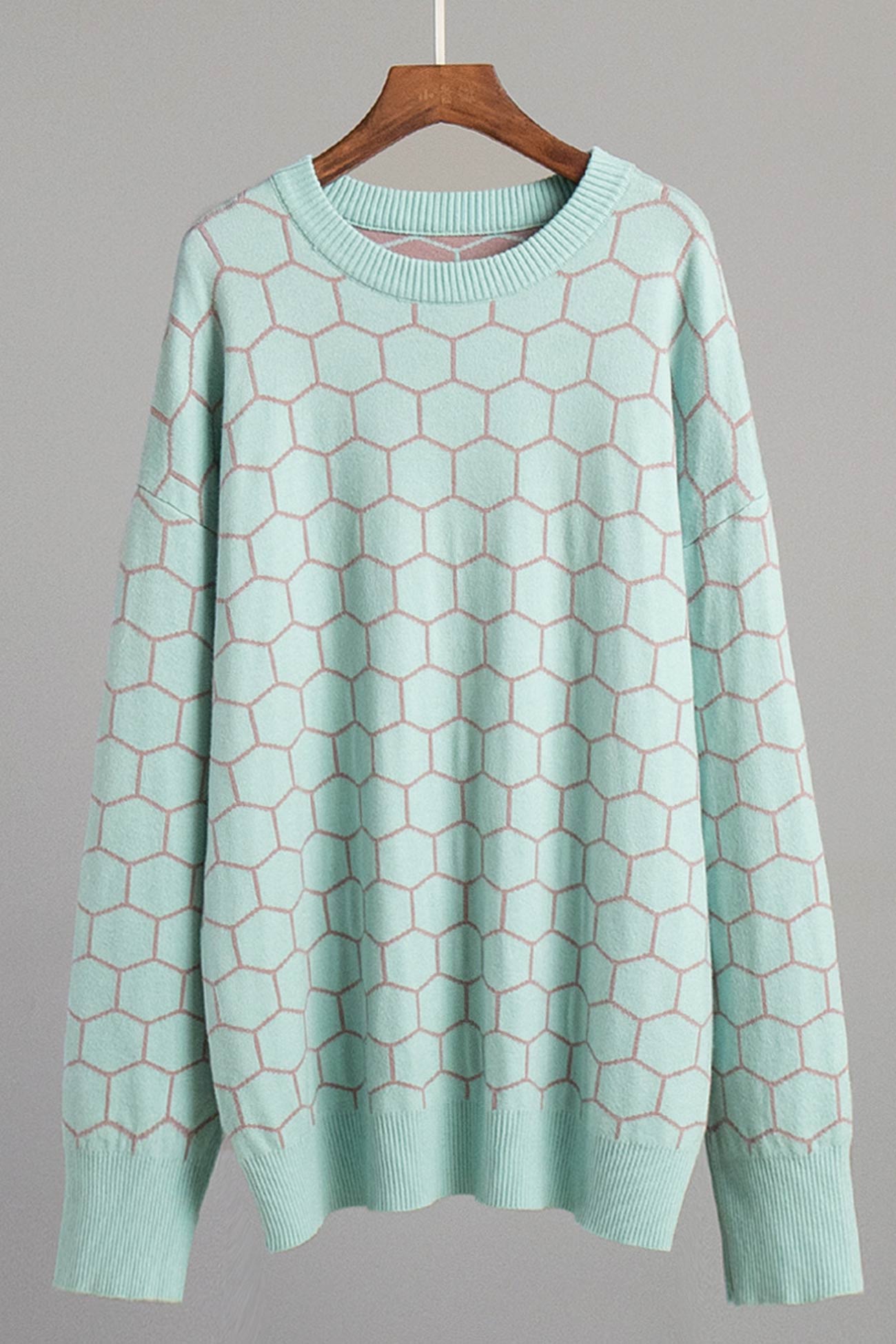 Honeycomb Print Pullover Sweater