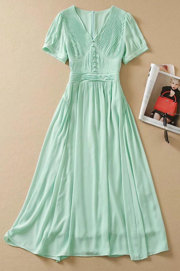 Celebrity Inspired 2022 Mint A-Line Dress Kate Middleton 