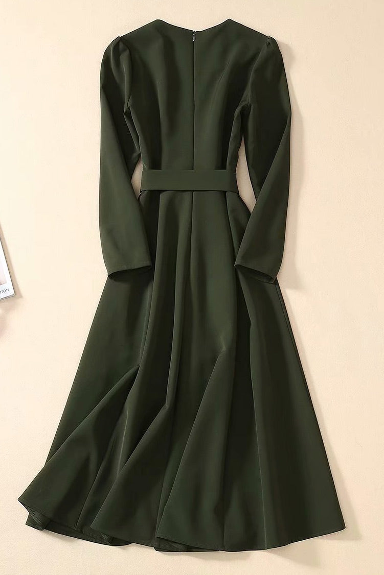 Kate Middleton Elegant Dark Green Holiday Party Dress