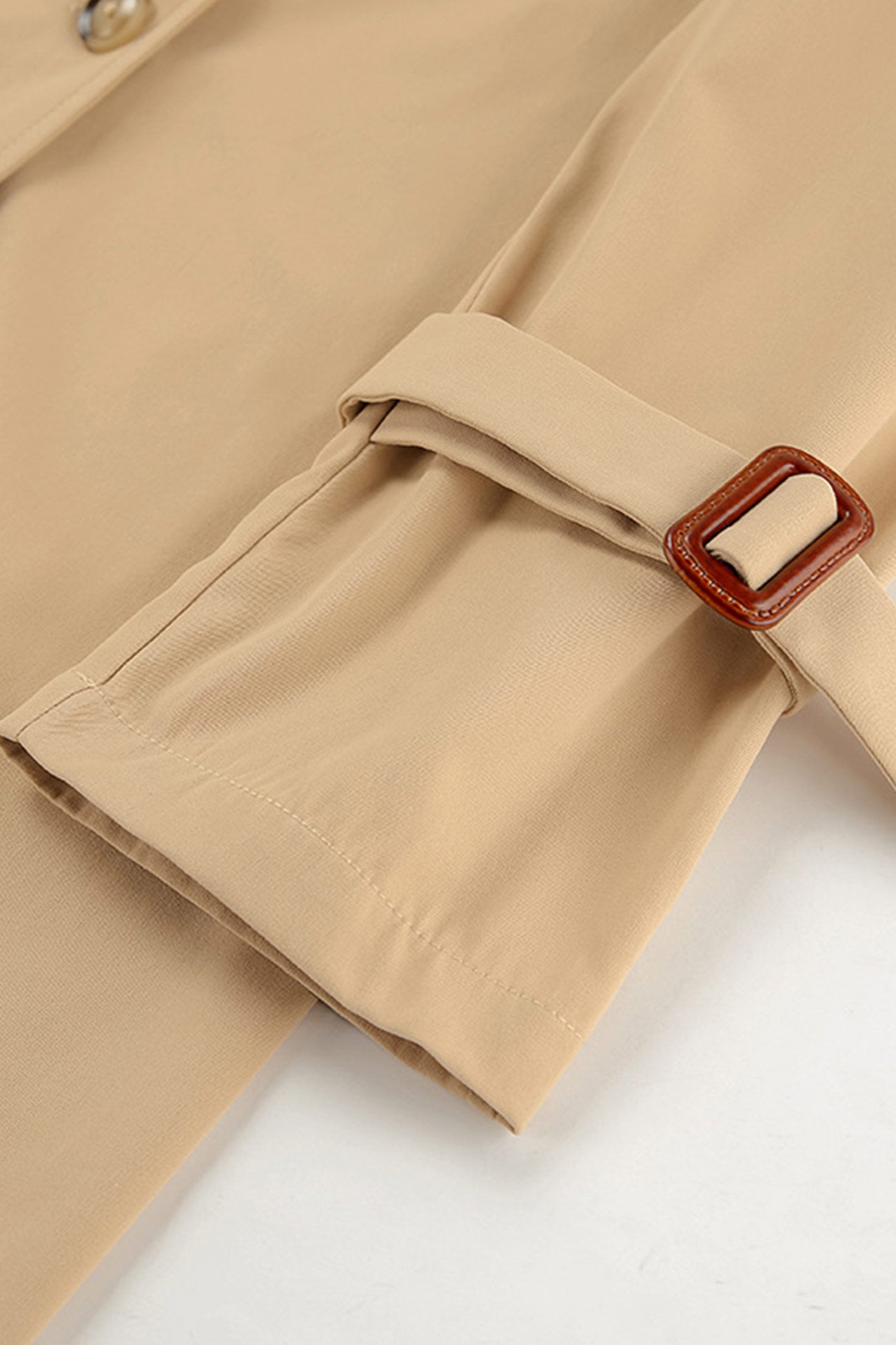 Khaki Double-breasted Long Trench