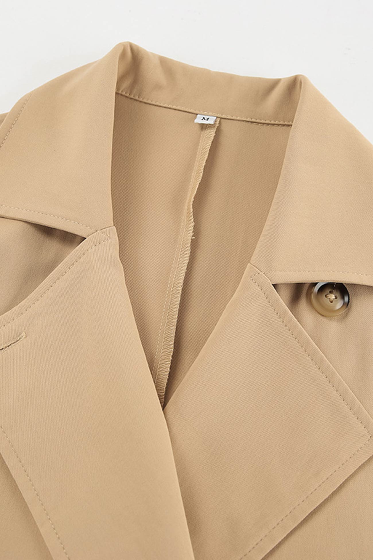 Khaki Double-breasted Long Trench