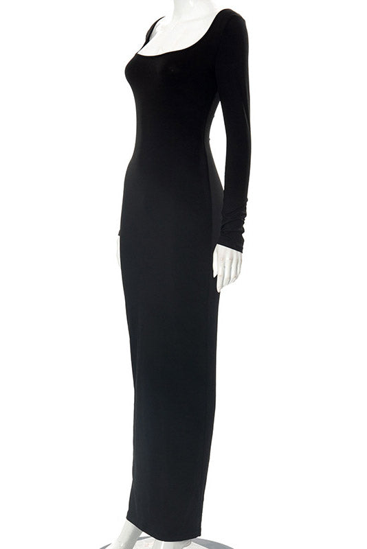 Kim K Inspired Black Long Sleeve Dress