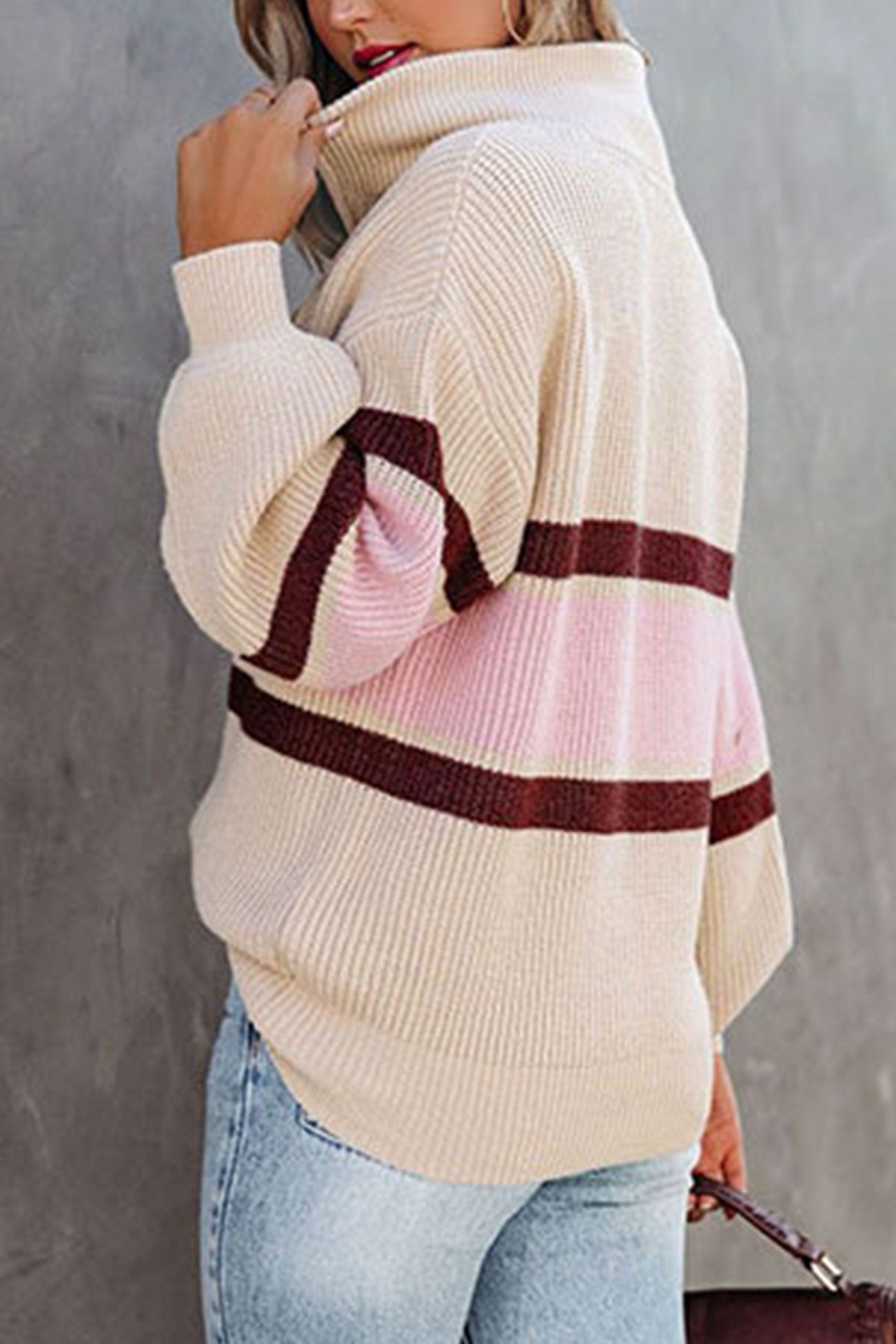 Lapel Zip-up Sweater