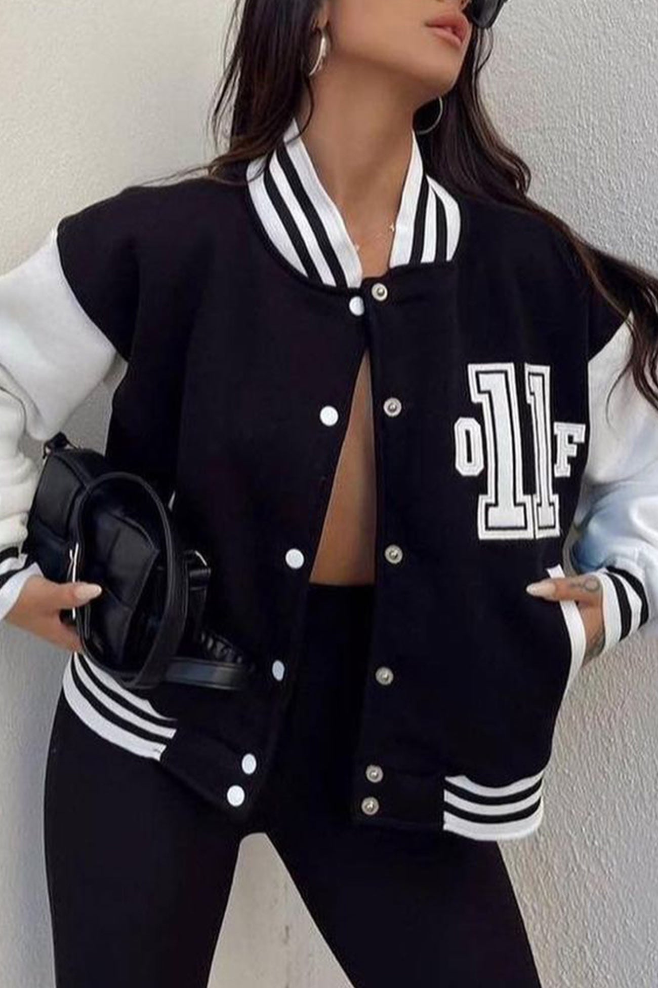 Letter Print Baseball Jacket