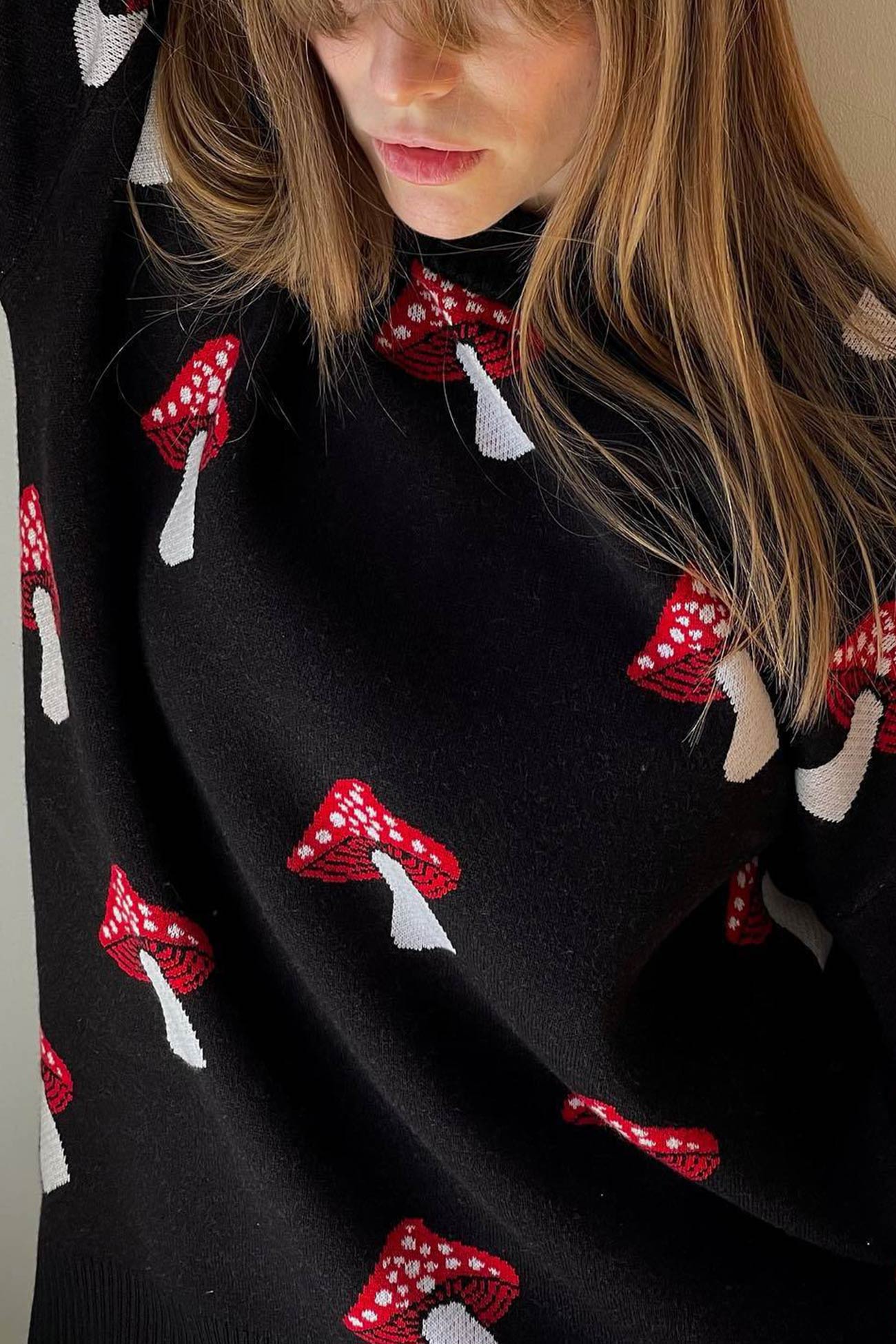 Mushroom Graphic Pullover Sweater