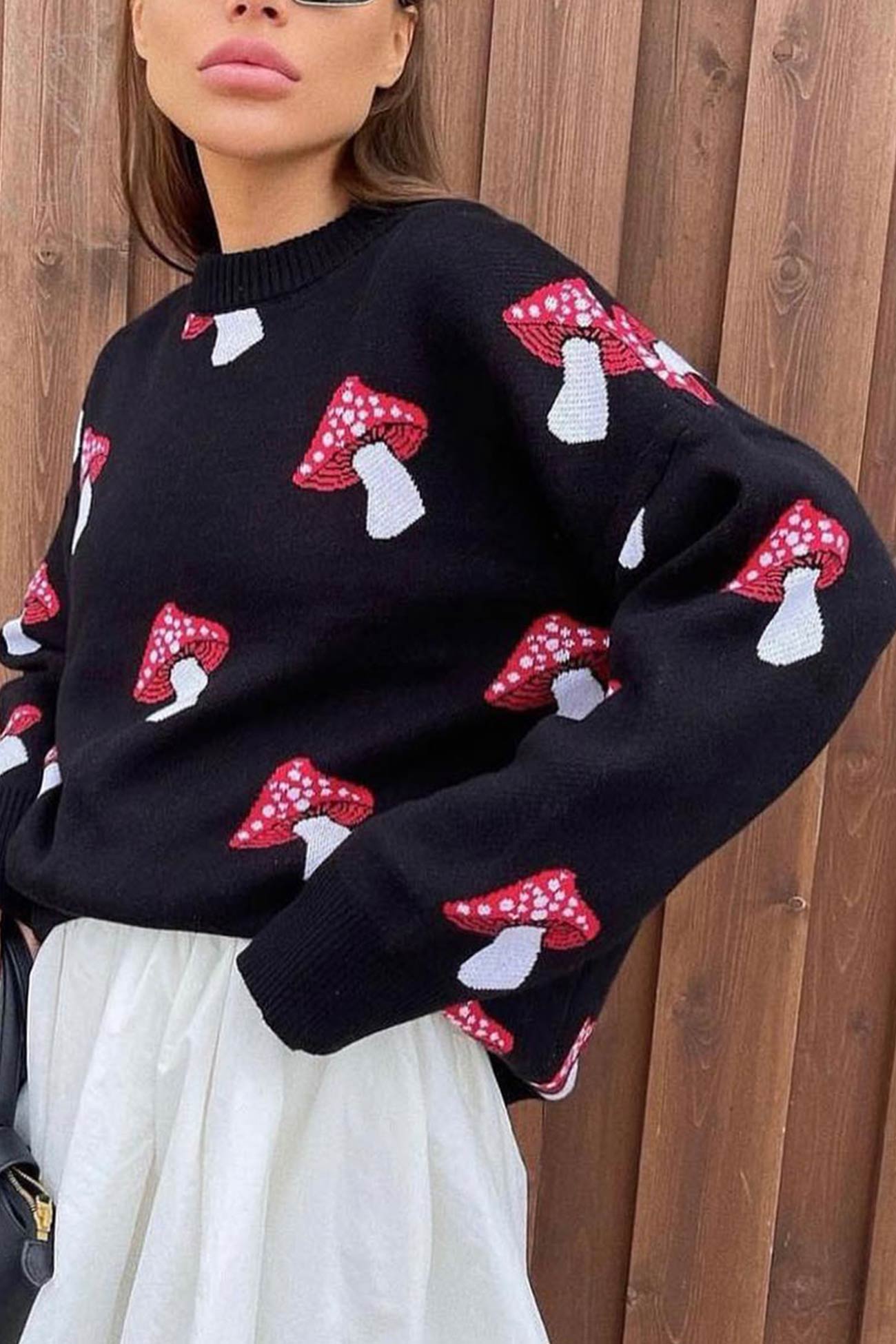 Mushroom Graphic Pullover Sweater