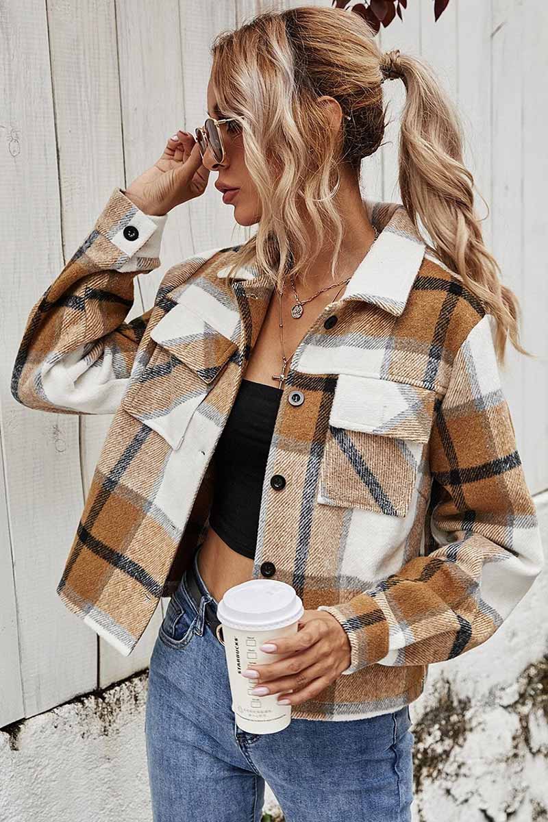 ARO LORA Plaid Single Breasted Coat