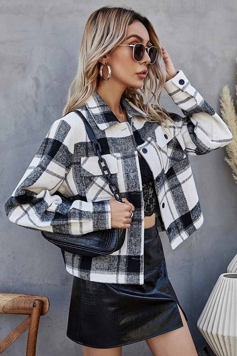 ARO LORA Plaid Single Breasted Coat