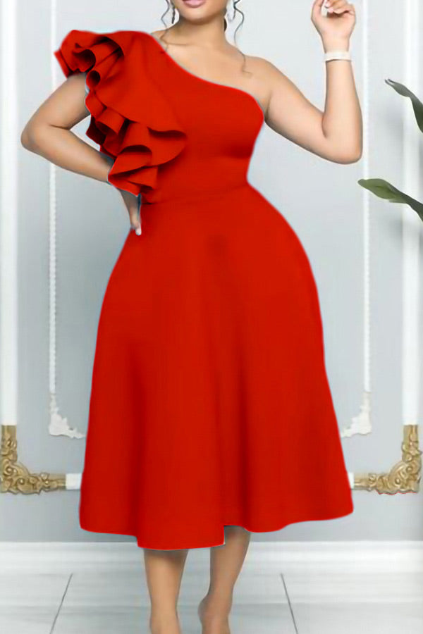 Pink One Shoulder A-Line Cocktail Party Dress