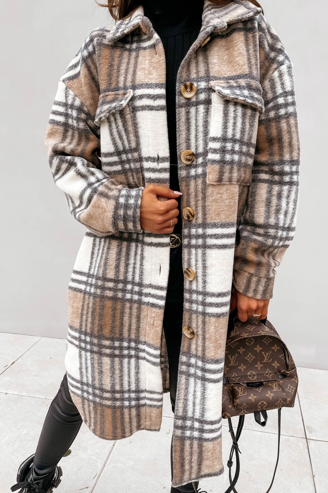 Plaid Single-breasted Shacket