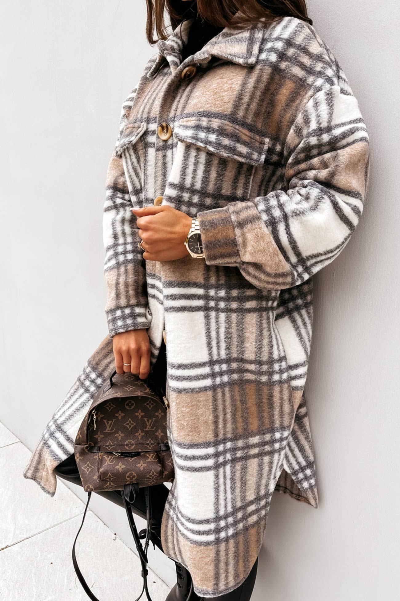 Plaid Single-breasted Shacket