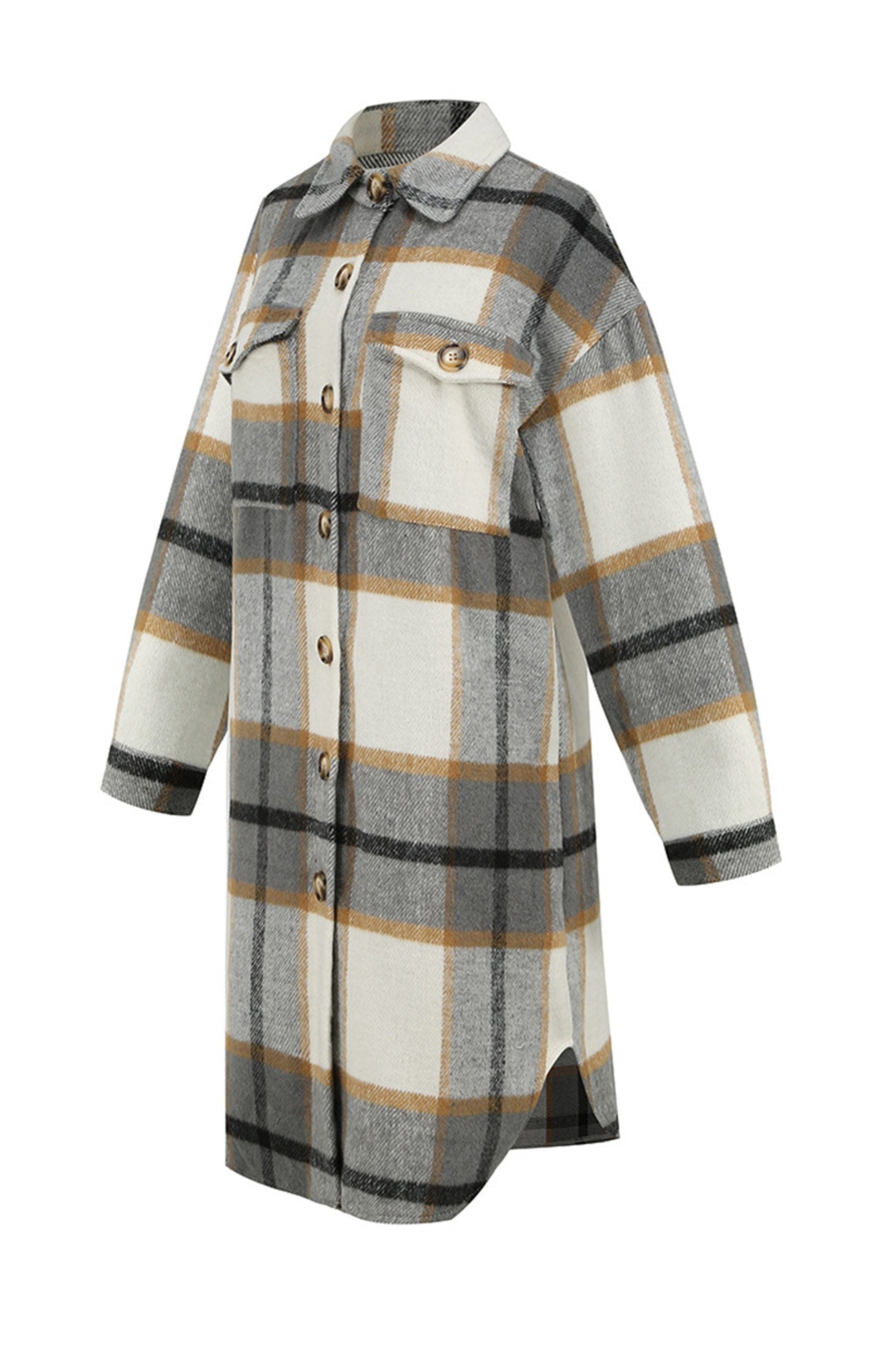 Plaid Single-breasted Shacket