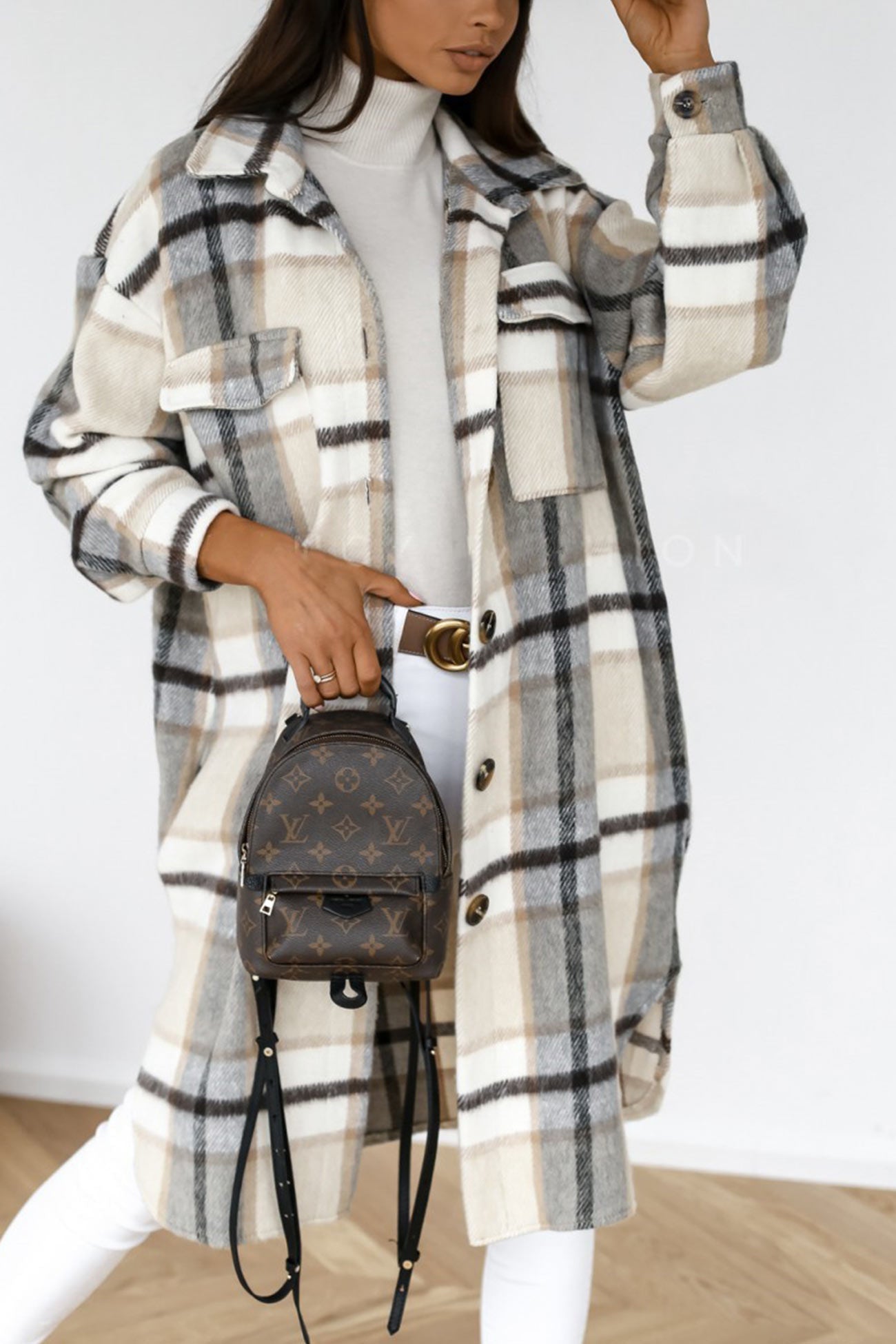 Plaid Single-breasted Shacket