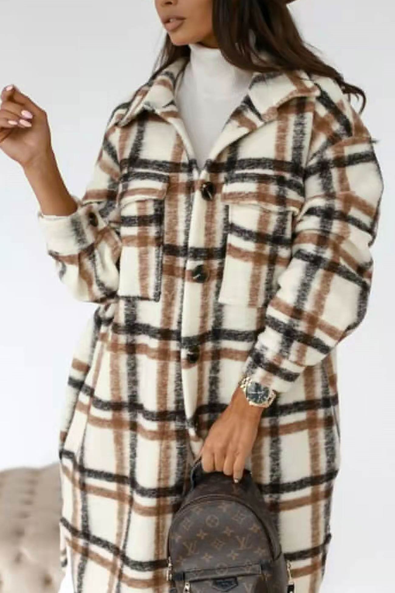 Plaid Single-breasted Shacket