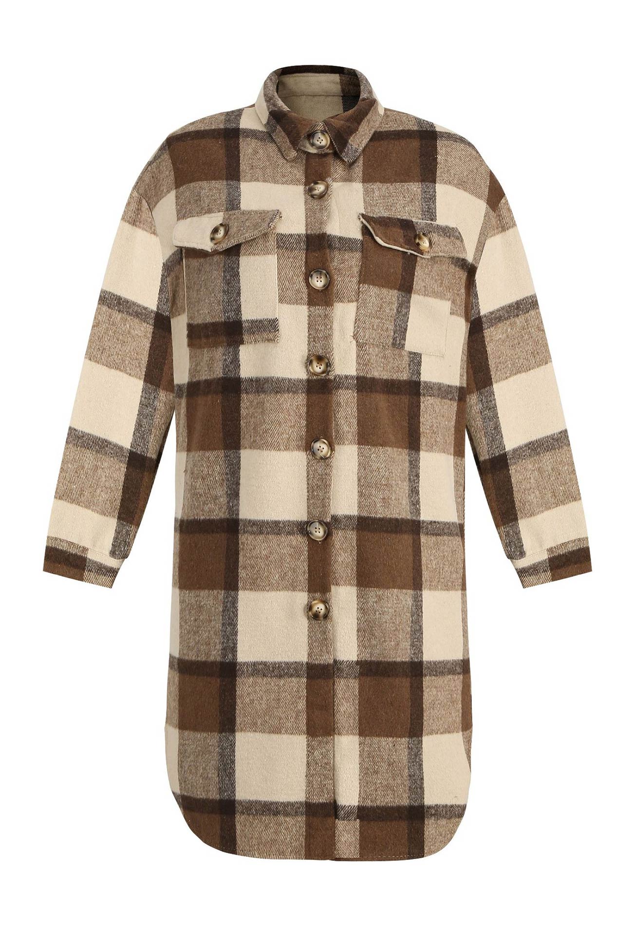 Plaid Single-breasted Shacket