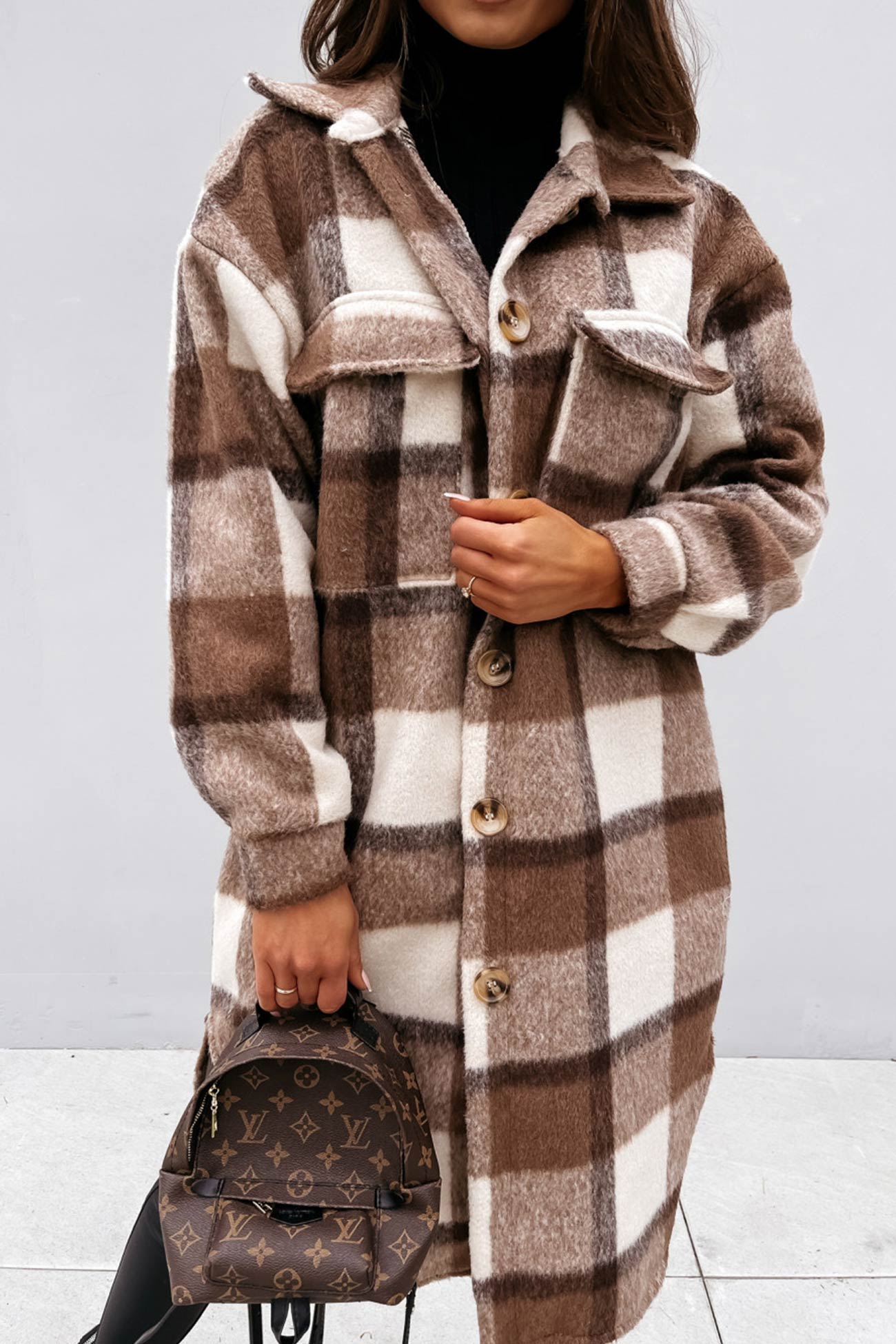 Plaid Single-breasted Shacket