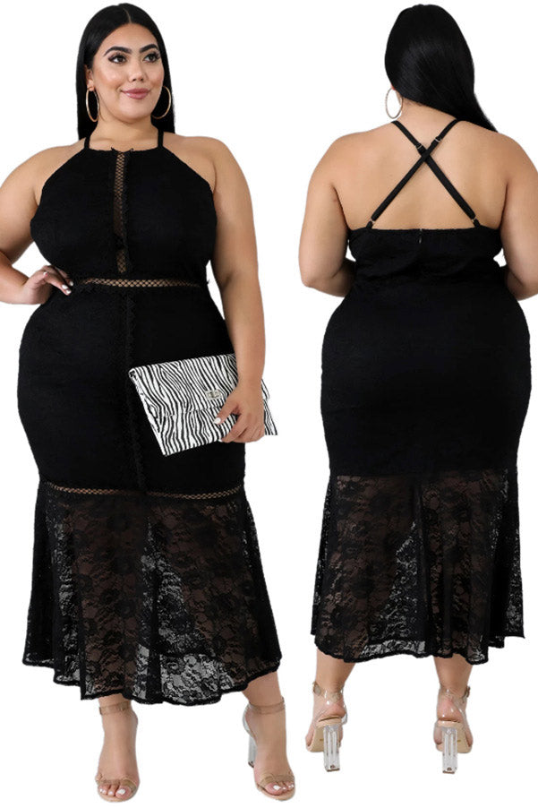 Plus Size Backless Sleeveless Evening Party Dress