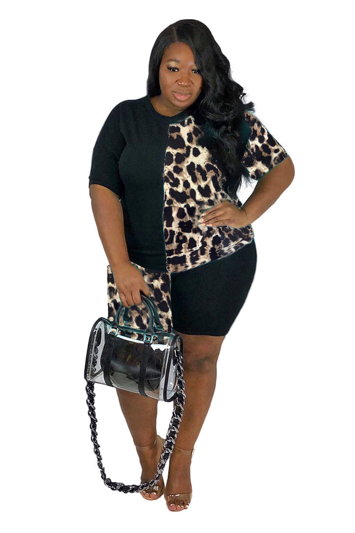 Plus Size Short Sleeves Mini Suit (T-Shirt&Pants)