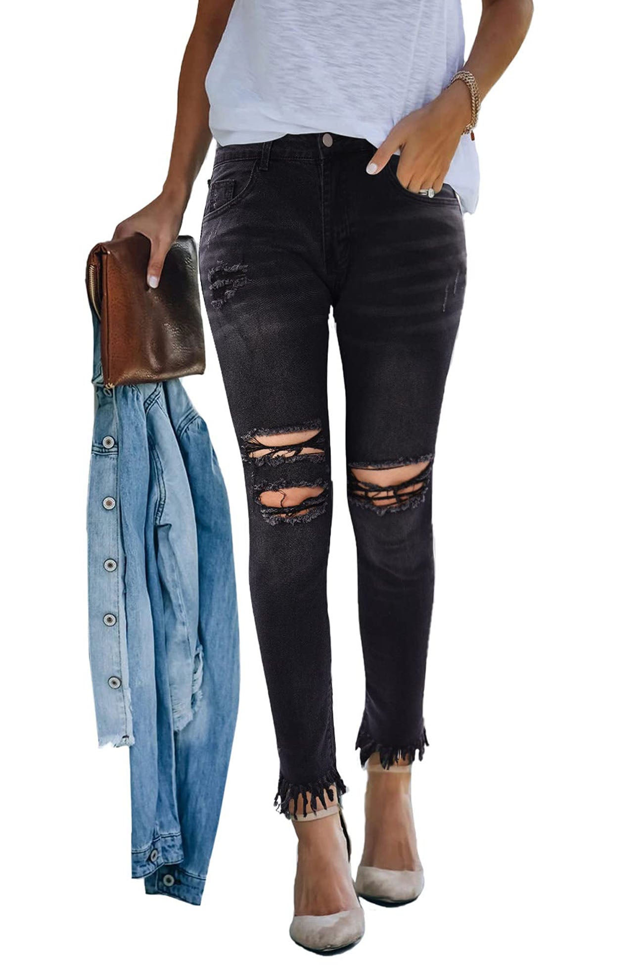 Ripped High Waist Skinny Jeans