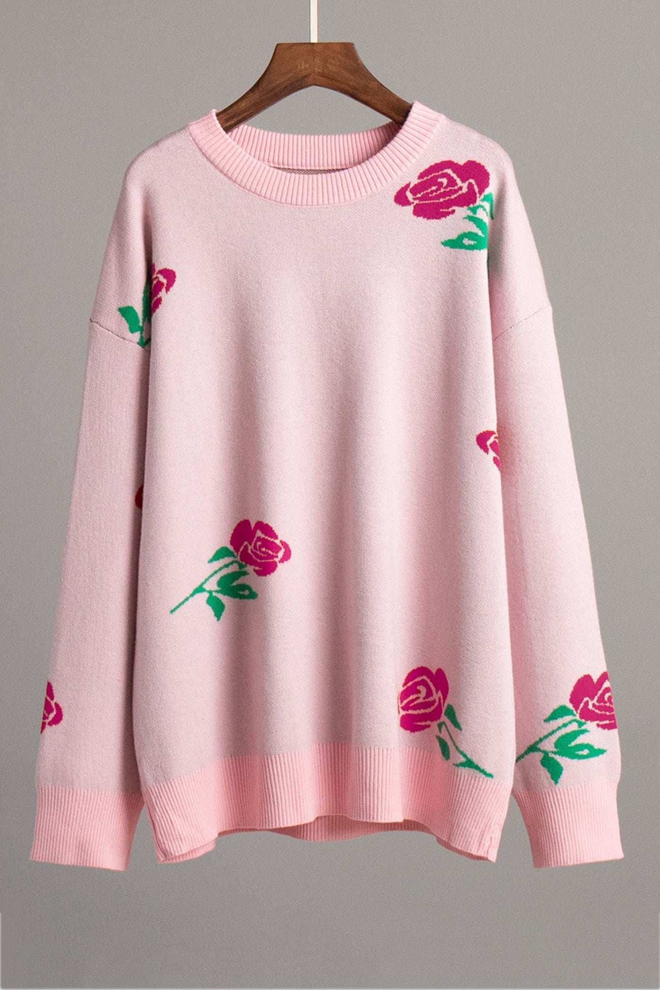 Rose Round Neck Pullover Sweater