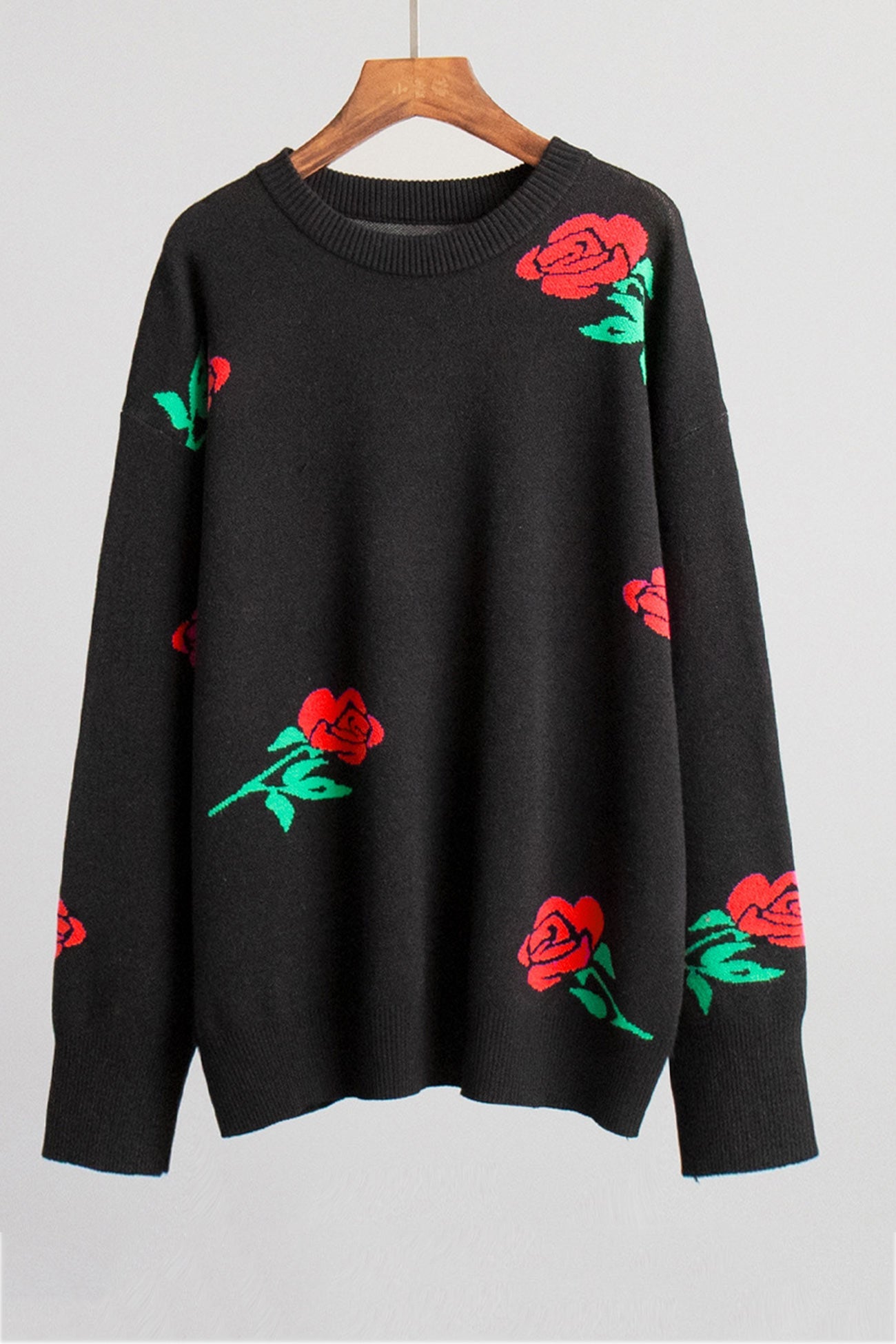 Rose Round Neck Pullover Sweater