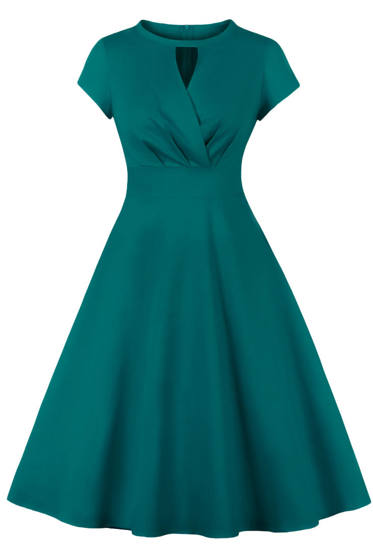 Royal Blue A-Line Midi Cocktail Party Dress