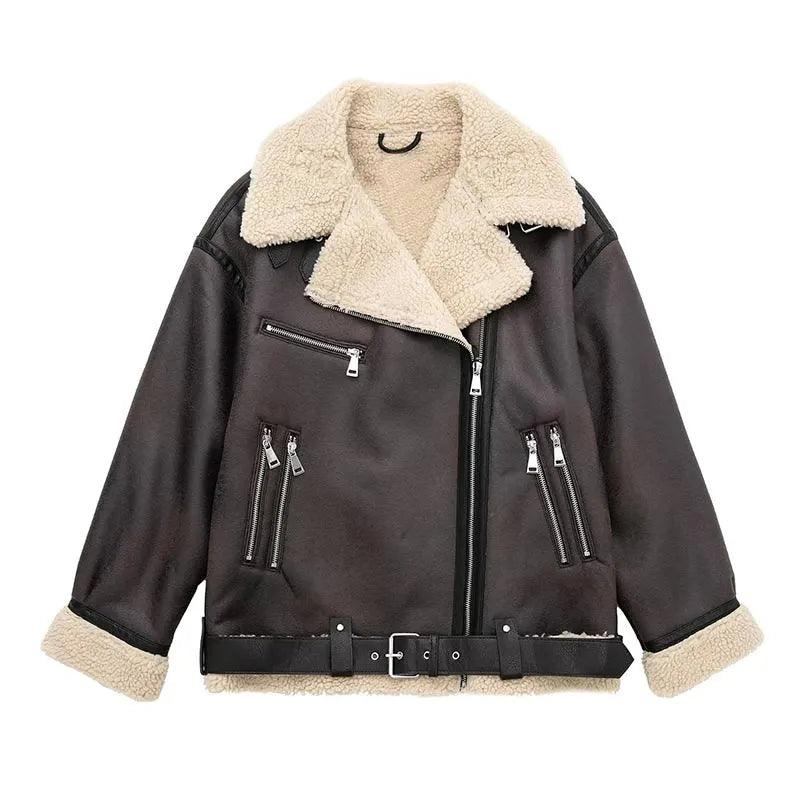 Maple Mocha Faux Fur Lapel Jacket