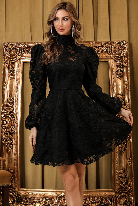 Short Lace Long Sleeve A-Line Party Dress